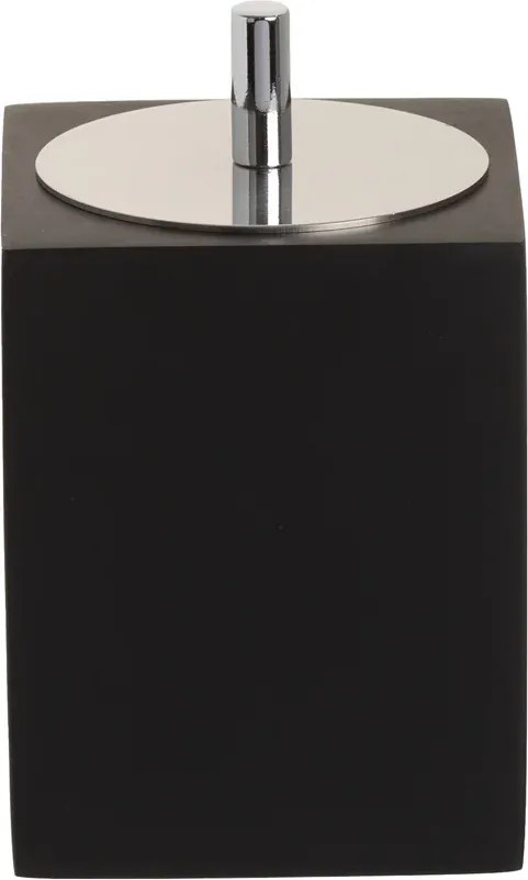 Porta Cotonetes Resina Preto Fosco - Cromado