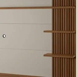 Painel Suspenso para TV até 65 Pol. 2 Portas Ripadas Aruna L06 Freijó/