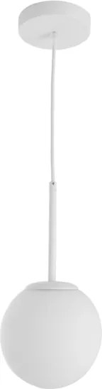 Pendente Vidro Metal Branco Ball