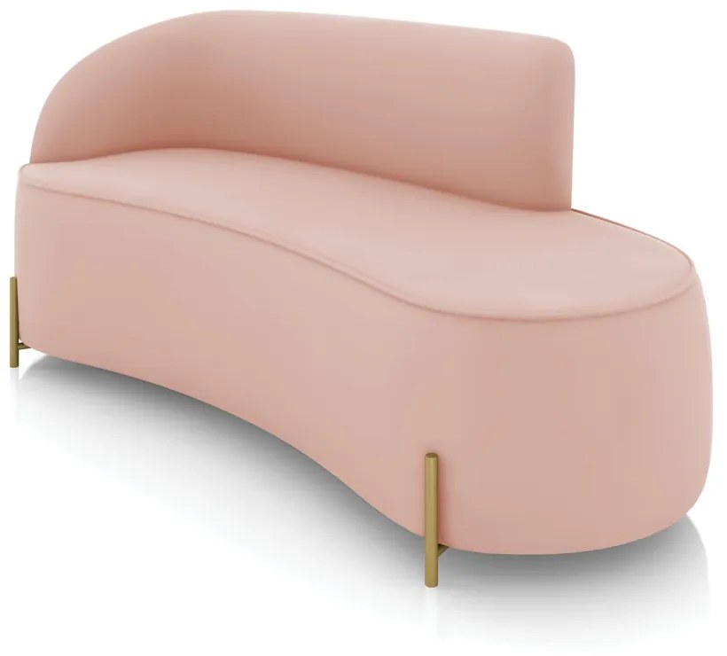 Sofá 3 Lugares Orgânico 180cm Pé em Aço Dourado Morgan Veludo D03 - D'Rossi - Rose