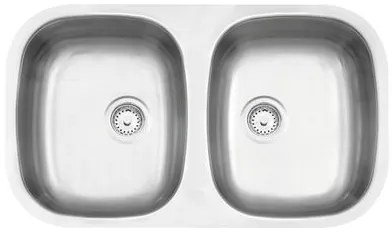 Cuba de Embutir Tramontina Prime Isis 2C 34 BL em Aço Inox Acetinado 76 x 44 cm com Válvulas