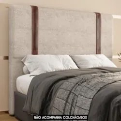 Cabeceira Cama Box Queen 160cm Estofada Glory Boucle Bege Z04 - Mpozen
