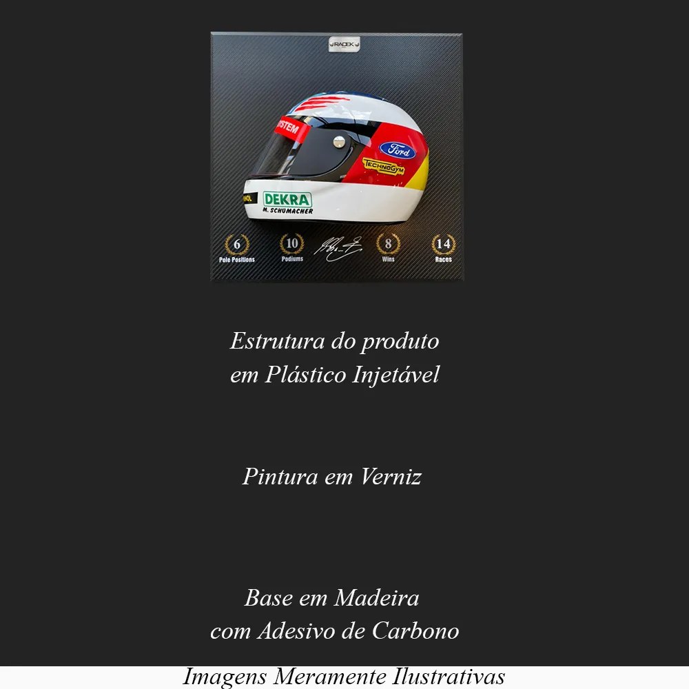 Quadro 3D Decorativo Helmet MS 1994 Branco/Vermelho G53 - Gran Belo