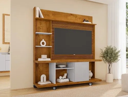Home Theater Taurus Ripado Naturalle/Off White – Bechara Móveis