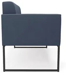 Sofá Namoradeira e 2 Poltronas Base Industrial Preto Ana Suede Azul Ma