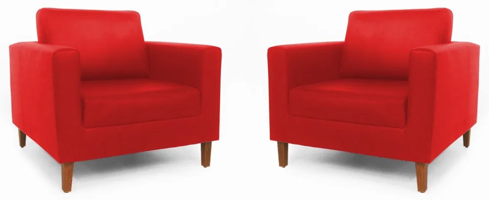 Conjunto 2 Poltrona Decorativa Gabriela Courino Vermelho