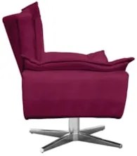 Poltrona Decorativa Sala de Estar Base Giratória Cromada Opla Suede Bo