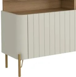 Rack TV 75 Pol 220cm Portas Brise Blen Louro/Luna/Dourado I06 - Mpozen