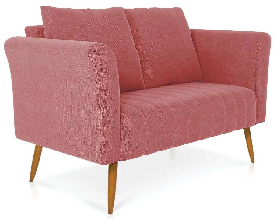 Namoradeira 02 Lugares Marilia Linho Whisky Rose A106 Pés Palito Castanho - D'Rossi