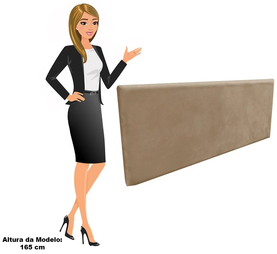 Cabeceira Casal Queen Cama Box 160cm Painel Clean Suede M11 - D'Rossi - Marrom Rato
