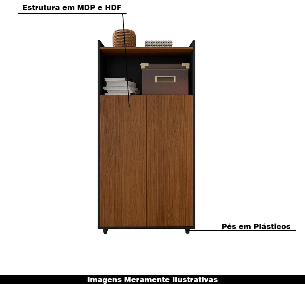 Armário Para Escritório Alto Halpert MDF Caiena/Preto G11 - Gran Belo