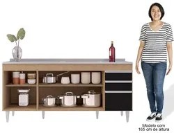 Balcão Gabinete Com Pia 180cm Dallas Castanho/Preto - Lumil