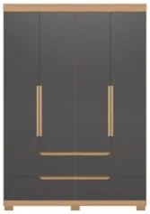 Guarda Roupa Solteiro 160cm 4 Portas Doble Freijó/Titanium - Albatroz
