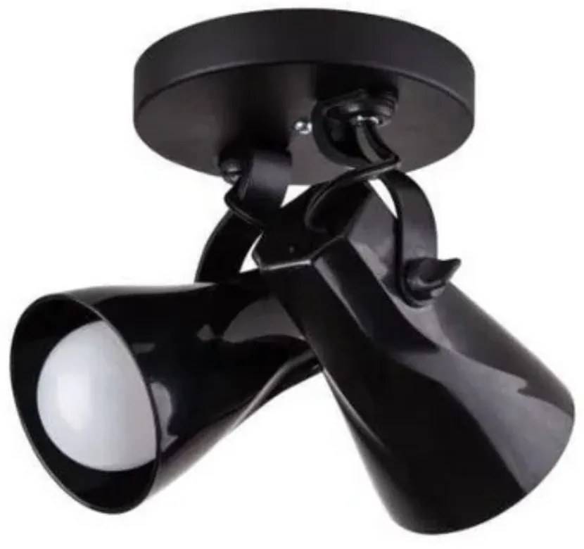 Spot De Sobrepor Octa Duplo Preto Startec Direcionável E27