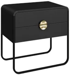 Mesa de Cabeceira Quarto 60cm 2 Gavetas Mario Nero/Preto A10 - Mpozena