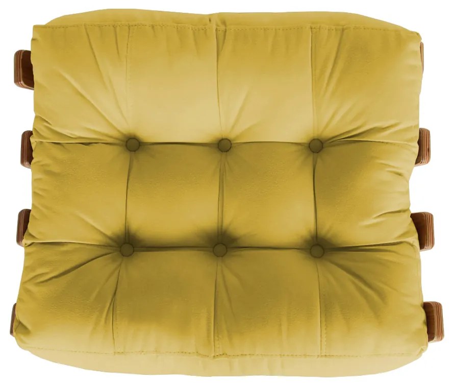 Puff Decorativo Sala de Estar Costela Rib Suede Amarelo