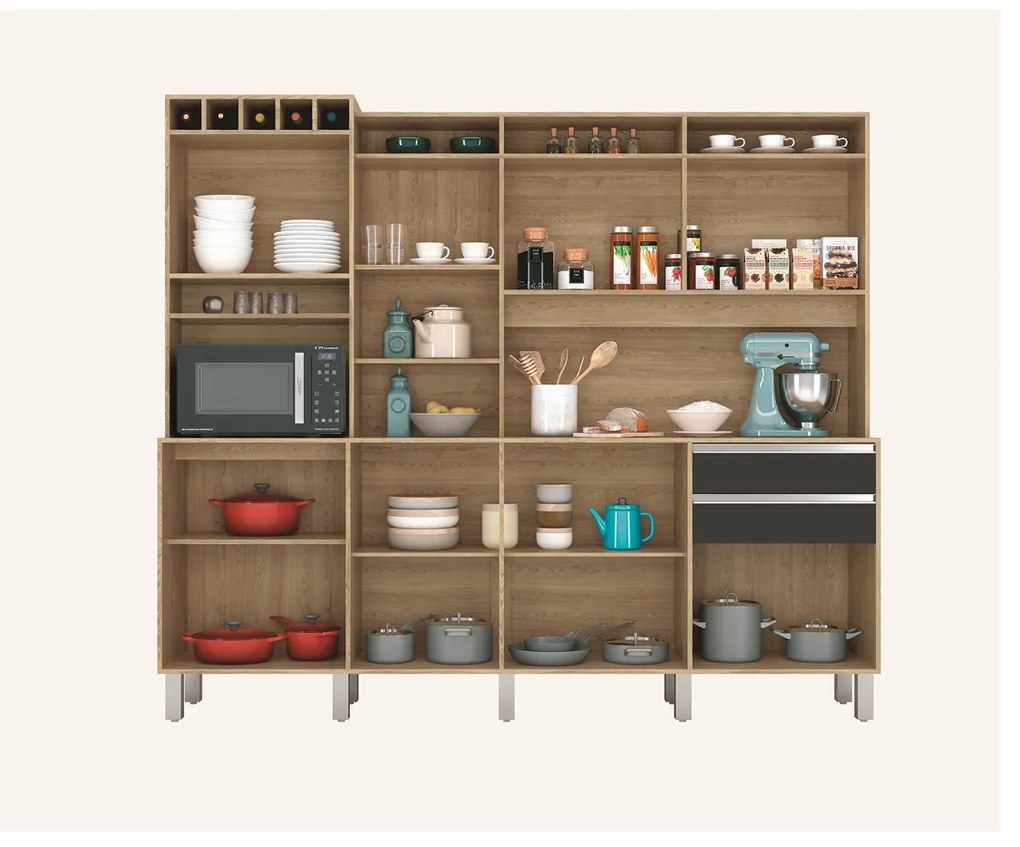 Kit Cozinha Smart 8 Portas Freijó/Branco - Vitamov