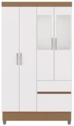 Guarda Roupa Solteiro 103cm Com Espelho Ideal Flex Branco - Vila Rica