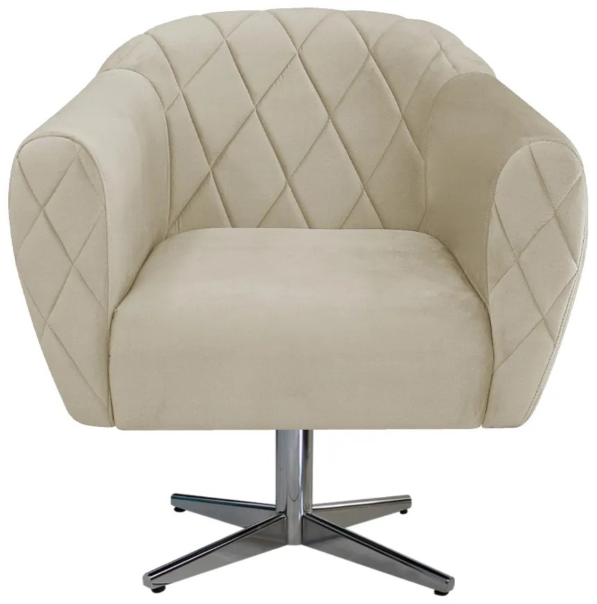 Poltrona Grazi Base Giratória de Metal Linho - ADJ Decor