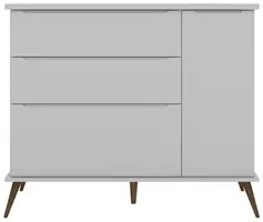 Cômoda Infantil 1 Porta 3 Gavetas 100% MDF Pés Retrô Melinda Cinza - P