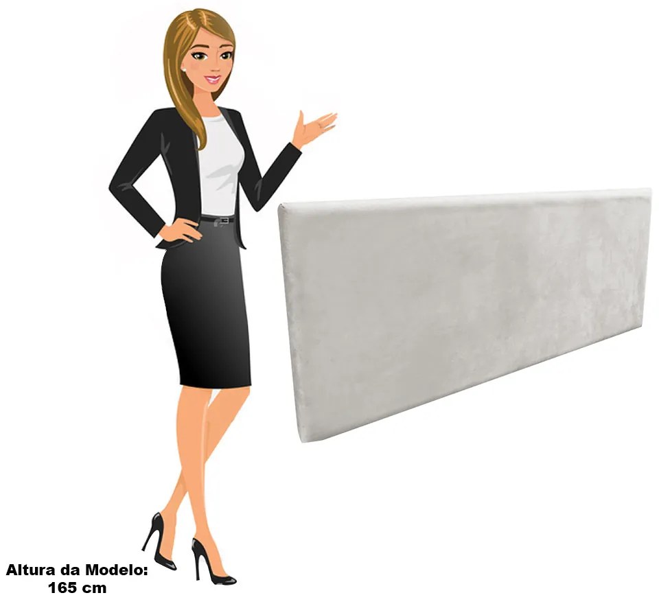 Cabeceira Casal Cama Box 140cm Painel Clean Suede M11 - D'Rossi - Cinza