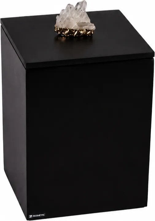Lixeira Quadrada Naturalle 5,5L Cristal Dourado - Preto Fosco Preto Fosco