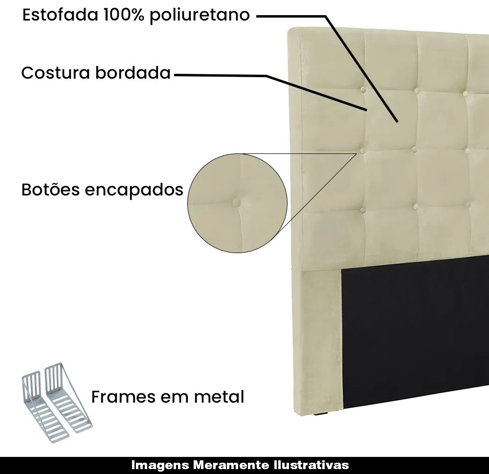 Cabeceira Decorativa Casal 1,40M Tropea Veludo Bege G63 - Gran Belo