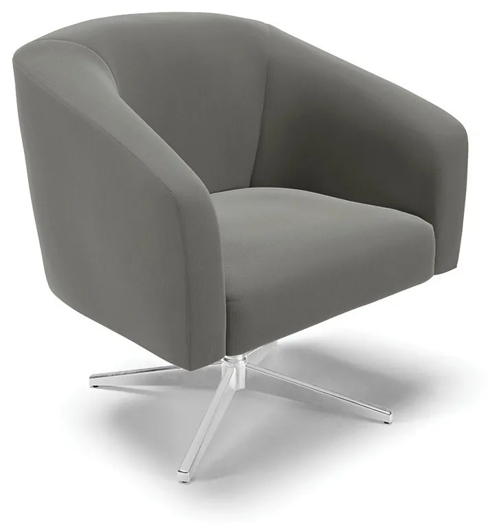 Poltrona Decorativa Giratória Cromada Kit 2 Stella Suede D03 - D'Rossi - Grafite