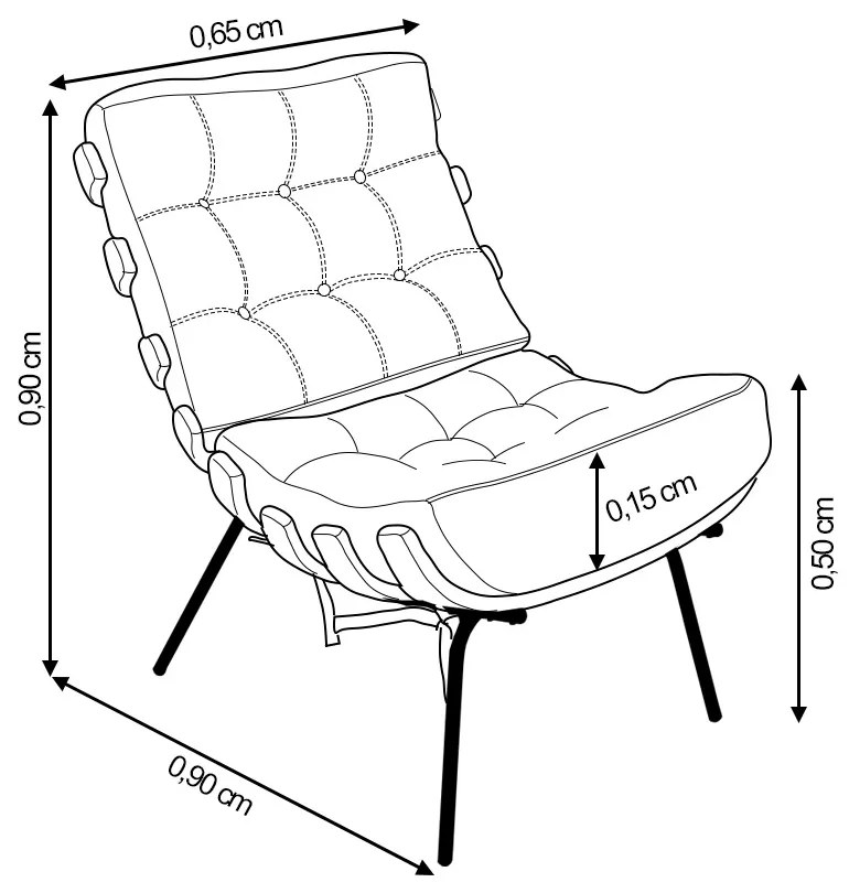 Kit 2 Poltronas Costela Com 2 Puff Costela Suede Marrom