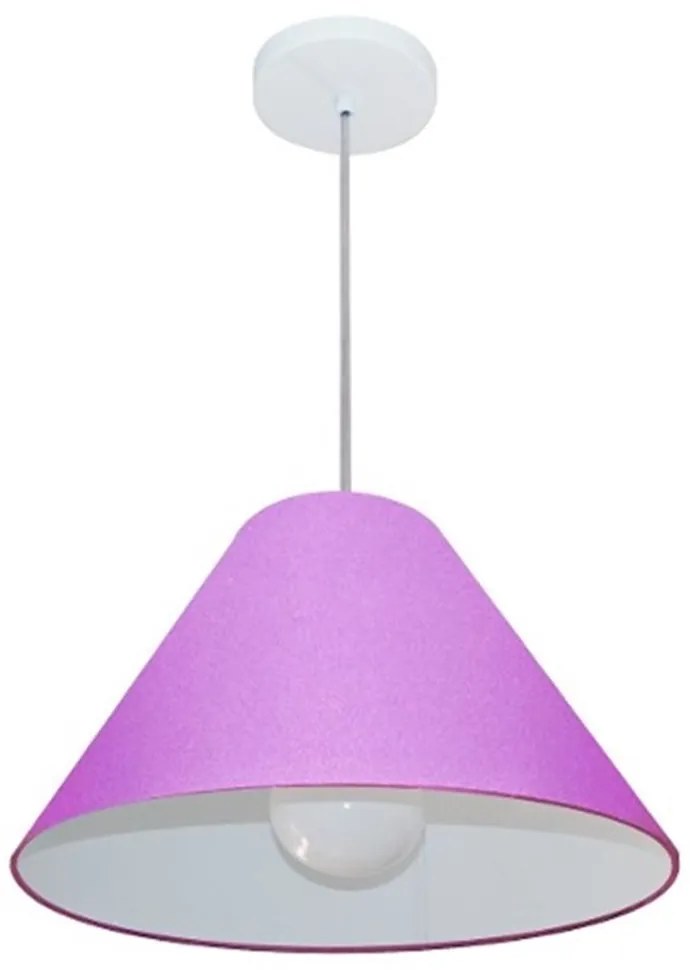 Lustre Pendente Cone Md-4078 Cúpula em Tecido 25/40x15cm Lilás - Bivolt