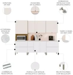 Armário de Cozinha CP03 Com Tampo 120cm Minsk Z06 Branco/Soft - Mpozen