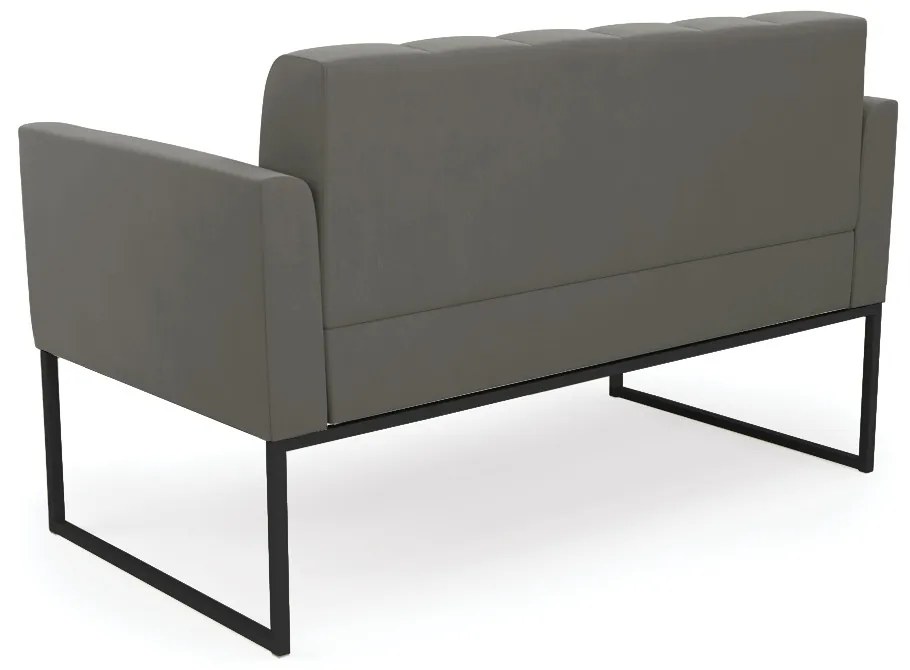 Sofá Namoradeira Elisa Suede Base Metálica Industrial Preto - D'Rossi - Grafite