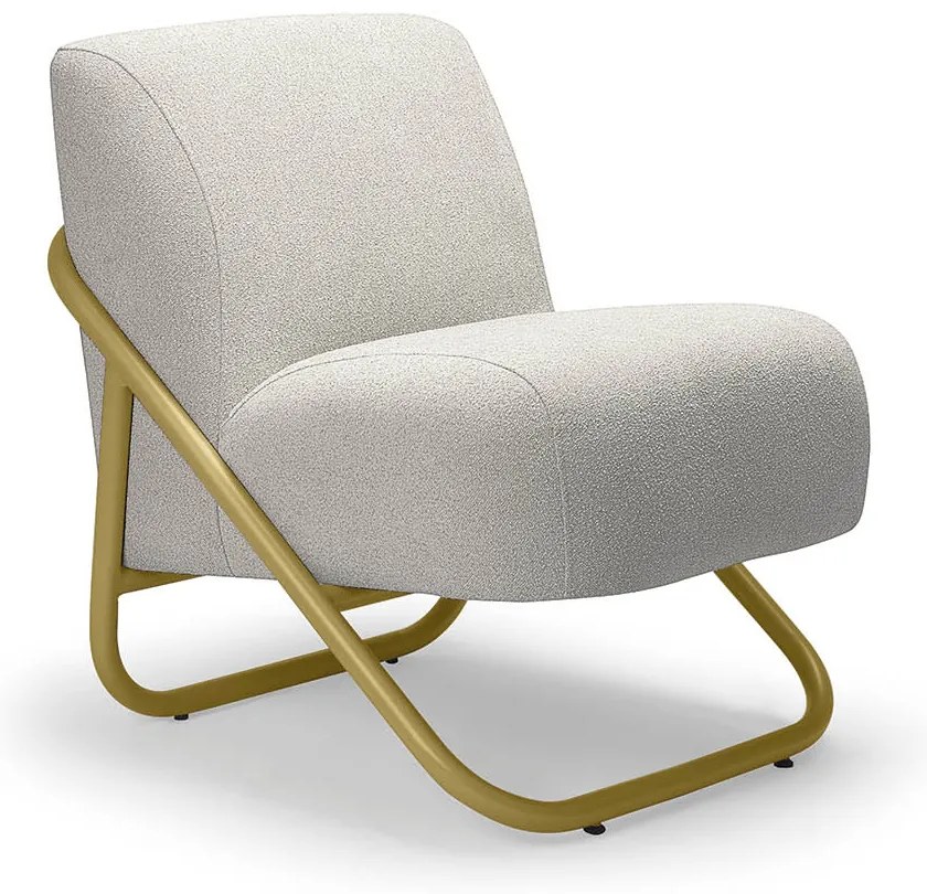 Poltrona Sala Decorativa Industrial Dourado Martina Bouclê Cinza K01 - D'Rossi