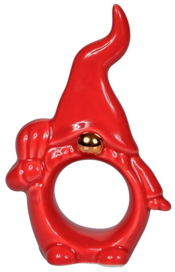 Porta Guardanapo Papai Noel Cerâmica Vermelho 11,5x7cm - D'Rossi