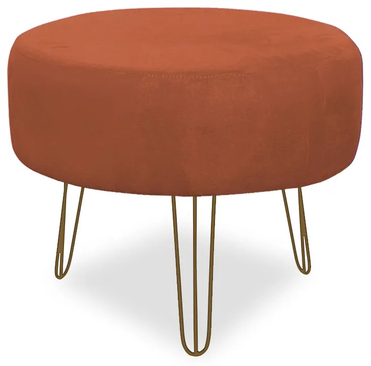 Puff Chloe Pés Hairpin Legs Dourado Suede Telha