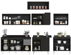 Armário de Cozinha Modulado de Canto 7 Peças CP23 Balcão com Tampo Pre