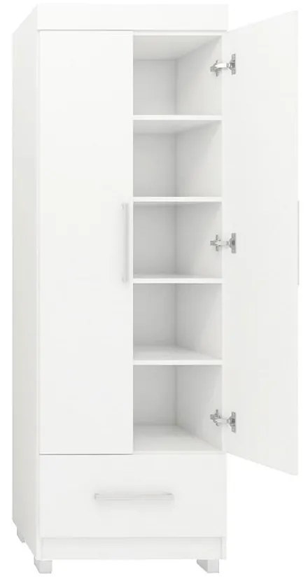 Roupeiro Guarda Roupa 2 Portas Prateleiras Gaveta Branco