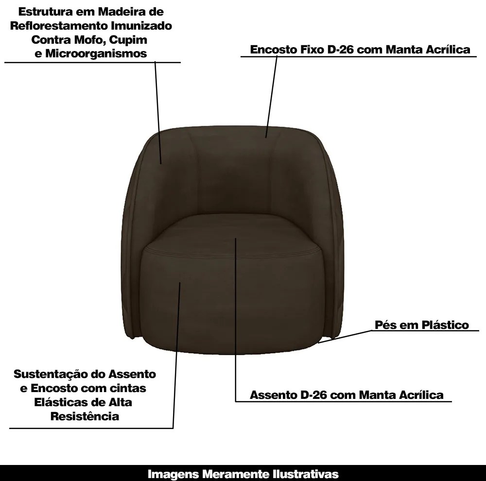 Kit 2 Poltronas Decorativas Clarke Veludo Marrom G45 - Gran Belo