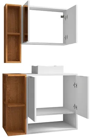 Conjunto Para Banheiro Ibiza II Branco/Naturalle - Bechara Móveis
