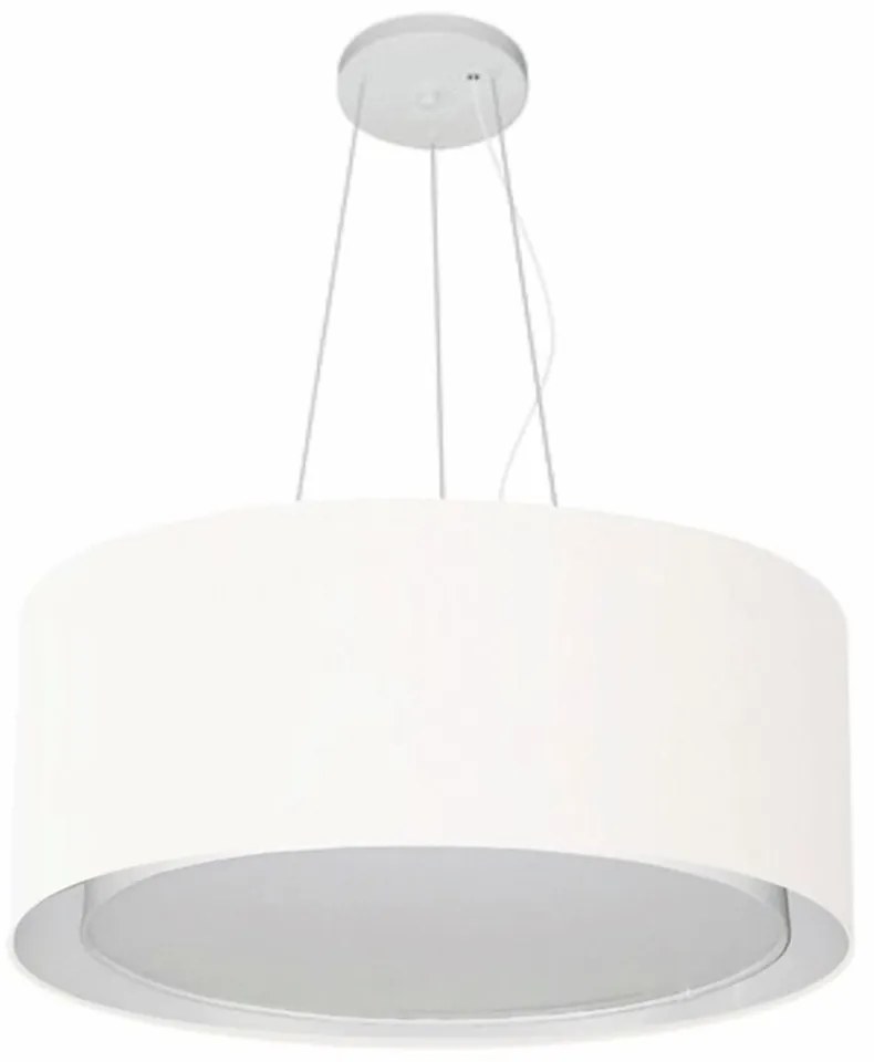 Lustre Pendente Cilíndrico Duplo Md-4124 Cúpula em Tecido 50x25cm Branco - Bivolt