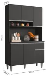 Kit Cozinha Compacta 105cm Com 6 Portas 1 Gaveta Márcia Cinza Escuro -