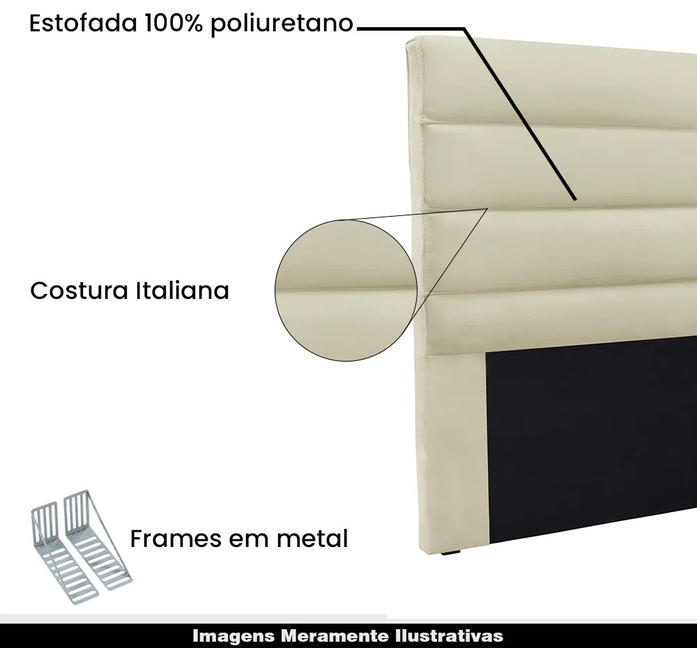 Cabeceira Decorativa 1,40M Guess Veludo Bege G63 - Gran Belo