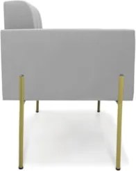 Poltrona Para Sala Pé Metal Dourado Kit 2 Ana Suede Cinza - Ibiza