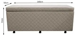 Calçadeira Baú Casal 140cm Estofada Liz S05 Suede Bordado Bege - Mpoze