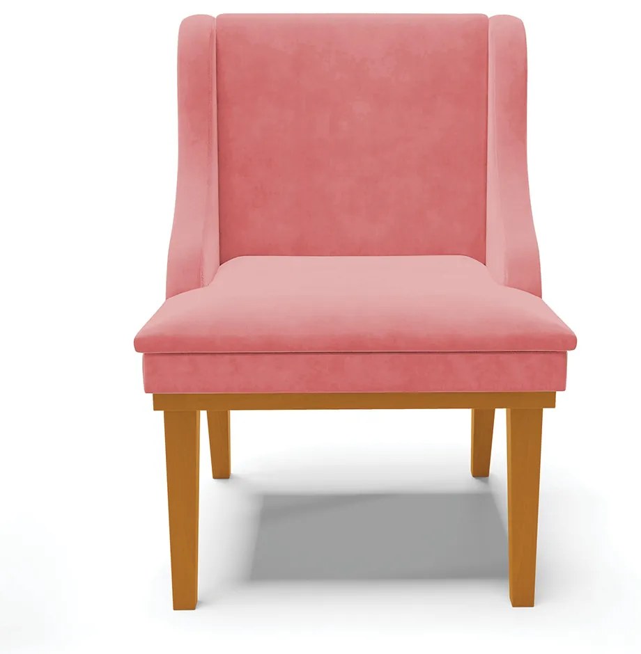 Cadeira Sala Jantar Kit 2 Liz Base Madeira Castanho Suede D03 - D'Rossi - Rose