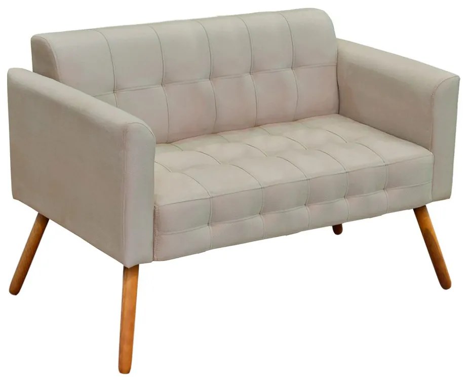 Kit 01 Namoradeira e 01 Poltrona Giratória Elisa Suede Base Madeira MM30 D'Rossi - Bege