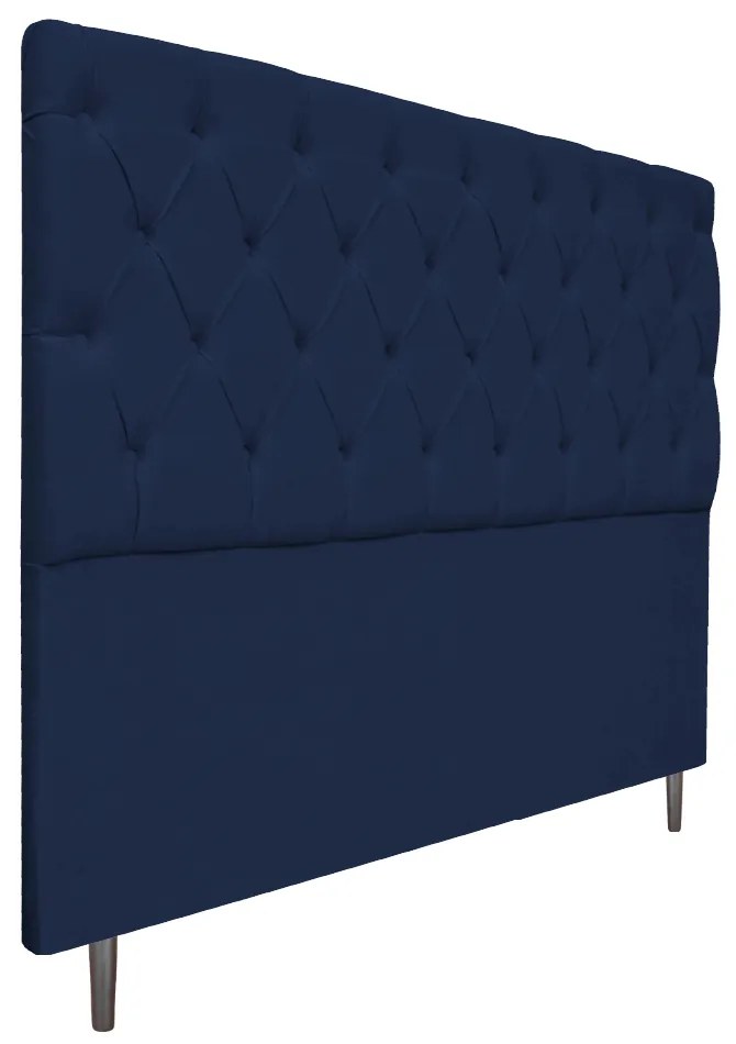 Cabeceira Estofada Liverpool 160 cm Queen Size Suede Azul Marinho - ADJ Decor