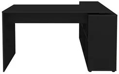 Mesa Escrivaninha em L Eron e Estante Livreiro Maly A06 Preto - Mpozen