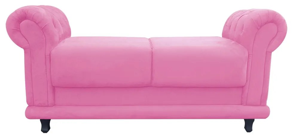 Recamier Barcelona Namoradeira Calçadeira Suede Rosa Bebê com strass D'Rossi