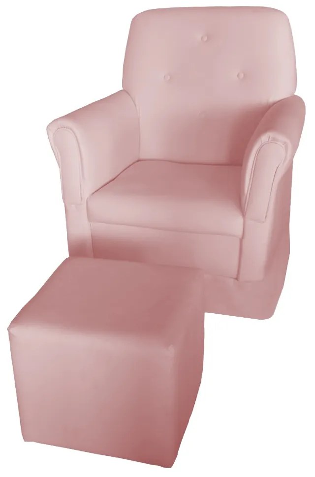 Poltrona Suzi Amamentação Balanço + Puff Suzi Suede Rosê